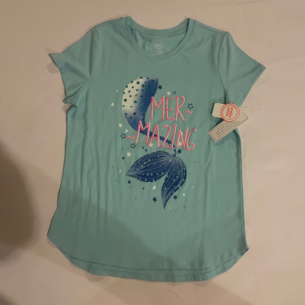 Wonder nation blue sparkly mermaid top